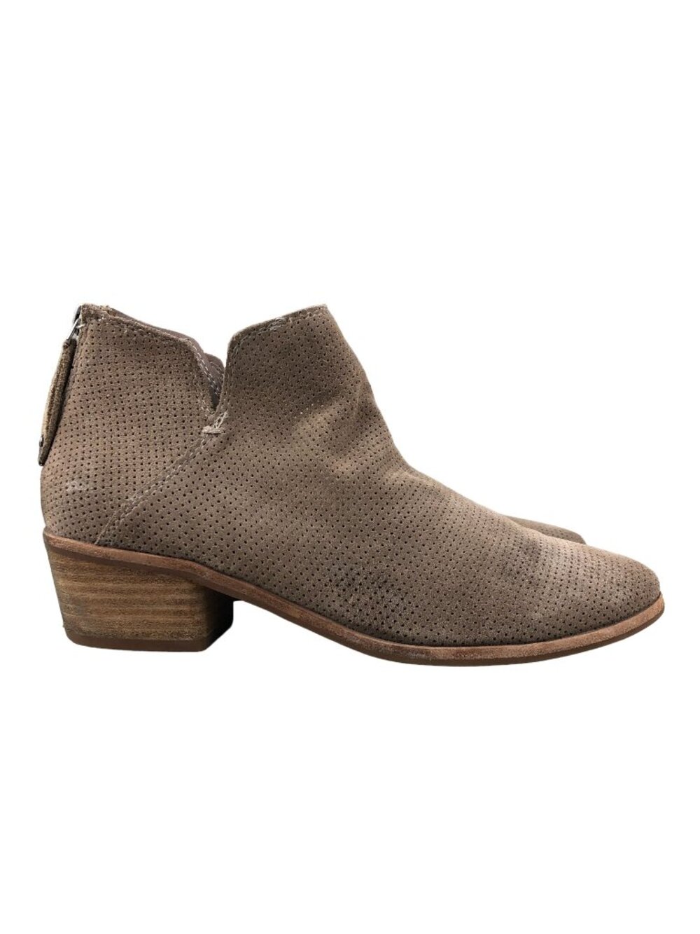 Dolce Vita Women's Size 7.5 Karsen Brown Suede Perforated Back Zip Ankle Booties